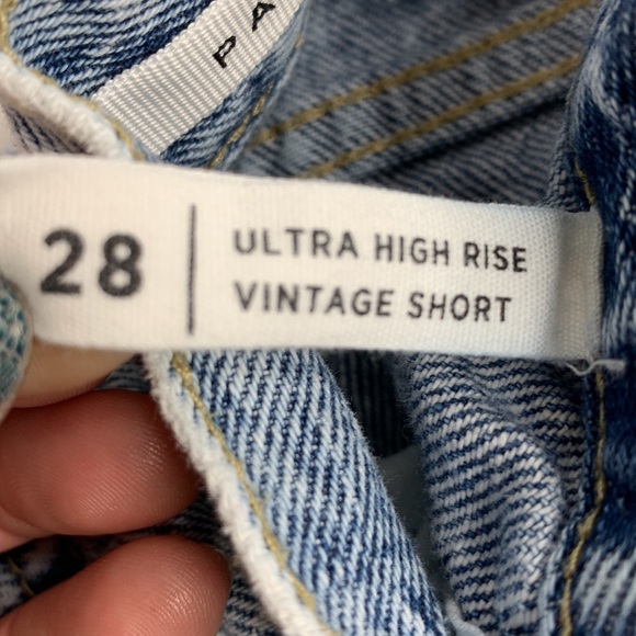 Pacsun denim jean Shorts Ulta High Rise Vintage Short Size 28 Button Fly Retro - Picture 7 of 13